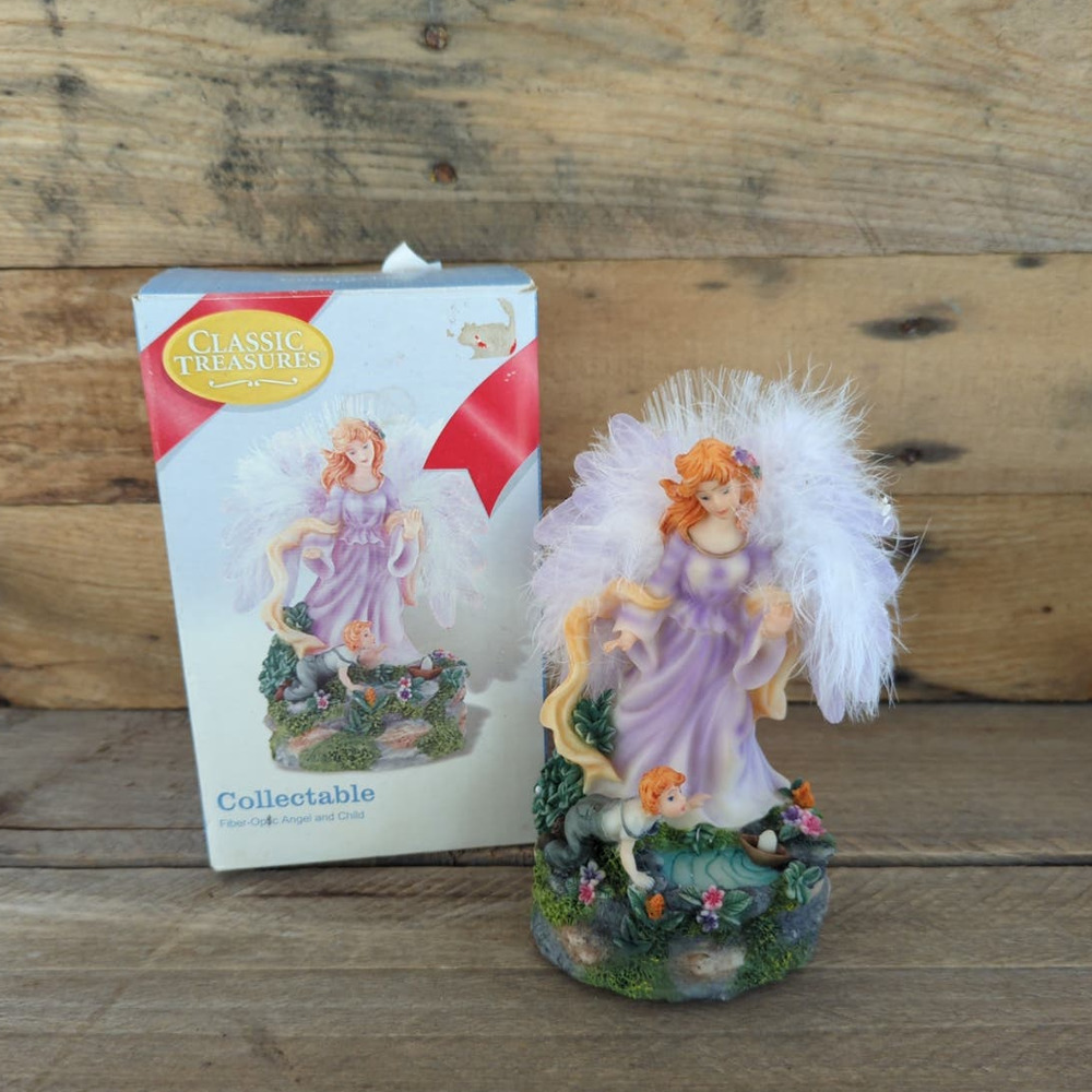 Vintage 1990 Fiberoptic Angel and Child by Classic Treasures